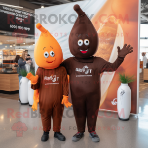 Rust Chocolates mascot costume character dressed with a Yoga Pants and Beanies