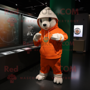 Orange Irish Flag mascot costume character dressed with a Hoodie and Bracelet watches