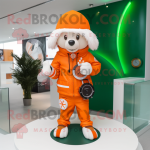 Orange Irish Flag mascot costume character dressed with a Hoodie and Bracelet watches
