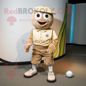 Tan golfbold maskot kostume...