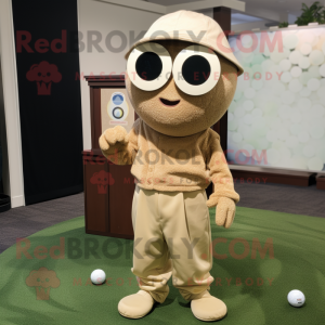 Tan golfbold maskot kostume...