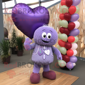 Lavender Heart Shaped Balloons mascot costume character dressed with a Corduroy Pants and Keychains