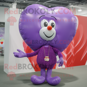 Lavender Heart Shaped Balloons mascot costume character dressed with a Corduroy Pants and Keychains