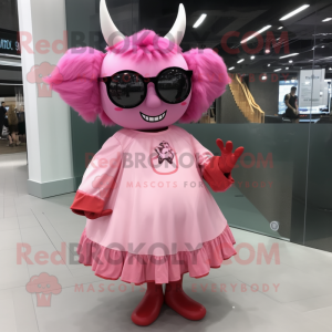 Pink Devil maskot kostume...