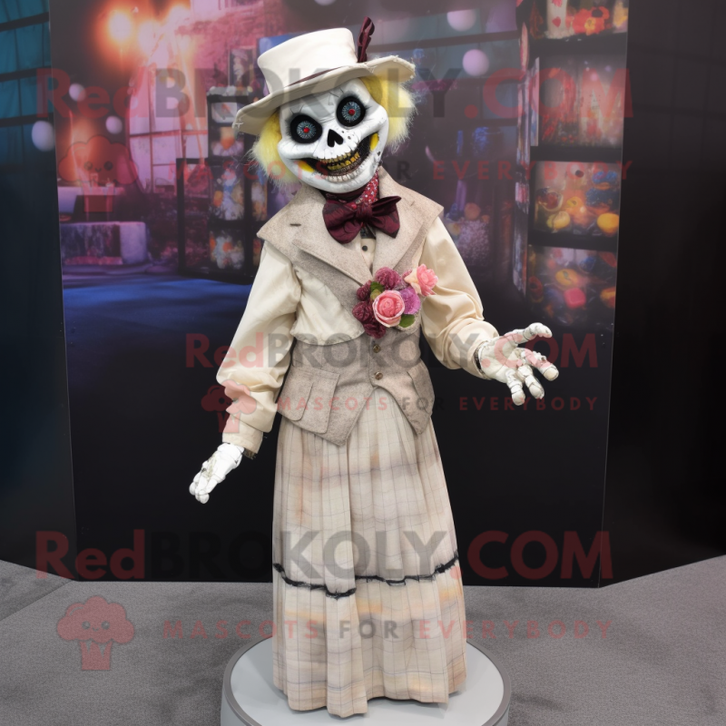 Cream Undead mascot costume character dressed with a Blouse and Tie pins