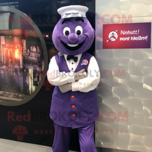 Purple Heart mascot costume character dressed with a Button-Up Shirt and Bracelet watches