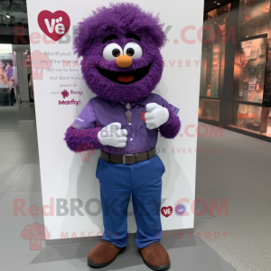 Purple Heart mascot costume character dressed with a Button-Up Shirt and Bracelet watches