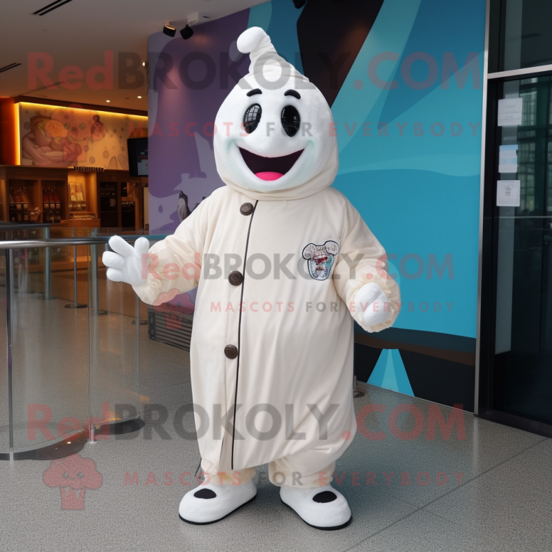 White Ice Cream mascot costume character dressed with a Parka and Anklets