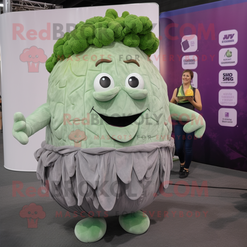 Gray Corned Beef And Cabbage mascot costume character dressed with a Tank Top and Hairpins