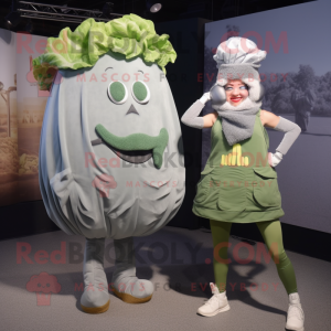 Gray Corned Beef And Cabbage mascot costume character dressed with a Tank Top and Hairpins