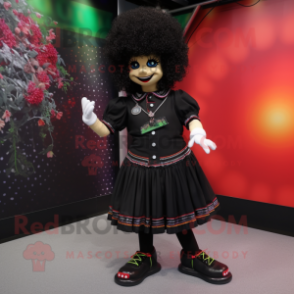 Black Irish Dancing Shoes mascot costume character dressed with a Culottes and Bracelets