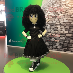 Black Irish Dancing Shoes mascot costume character dressed with a Culottes and Bracelets