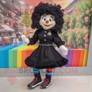 Black Irish Dancing Shoes mascot costume character dressed with a Culottes and Bracelets