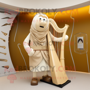 Beige Celtic Harp maskot...