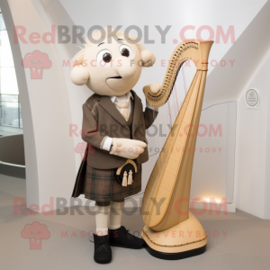 Beige Celtic Harpe maskot...