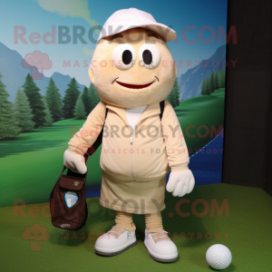 Beige golfboll maskot...