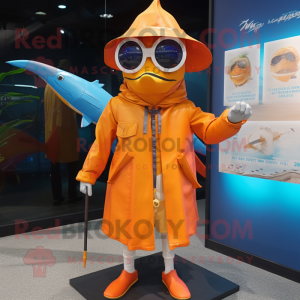 Orange svärdfisk maskot...