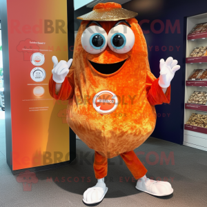 Orange Oyster mascot costume character dressed with a Capri Pants and Coin purses