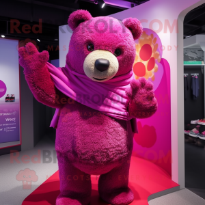 Magenta Teddy Bear maskot...