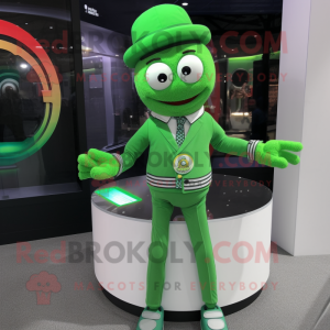 Green Bracelet mascot costume character dressed with a Trousers and Pocket squares
