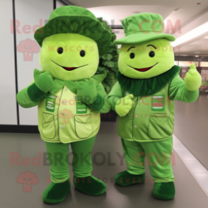 Green Corned Beef And Cabbage mascot costume character dressed with a Jumpsuit and Caps