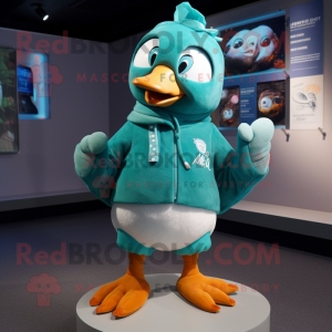 Teal Pigeon maskot kostume...