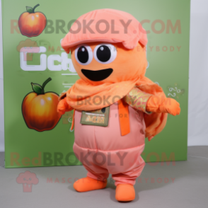 Peach Commando mascot costume character dressed with a Cover-up and Scarf clips