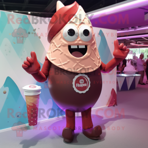 Maroon Ice Cream Cone mascot costume character dressed with a Bikini and Rings