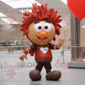 Rust Heart Shaped Balloons mascot costume character dressed with a Joggers and Headbands