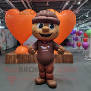 Rust Heart Shaped Balloons mascot costume character dressed with a Joggers and Headbands