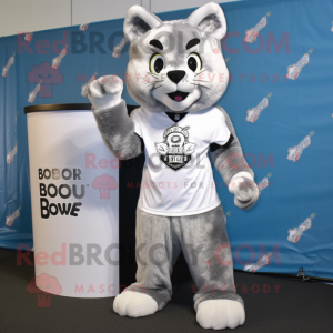 Silver Bobcat maskot kostym...