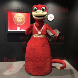 Röd Python maskot kostym...