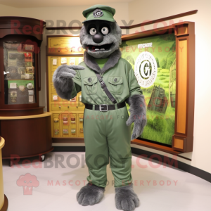 Forest Green Graveyard mascot costume character dressed with a Cargo Pants and Bracelet watches