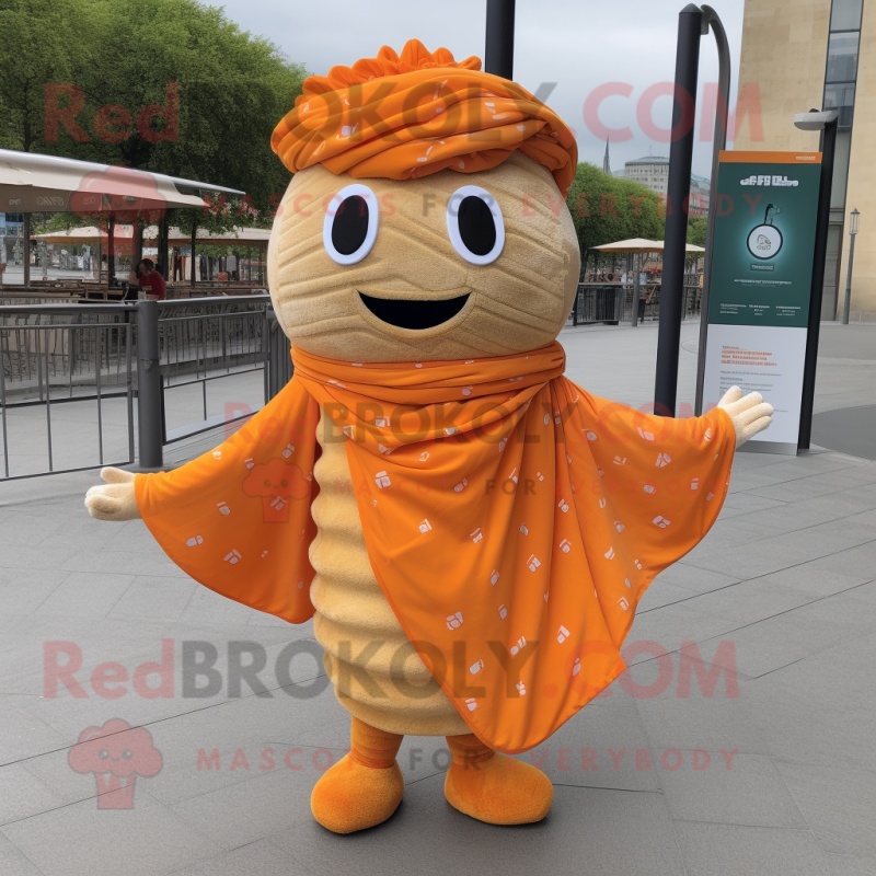 Orange Croissant Mascot Costume Character Dressed With A A-Line