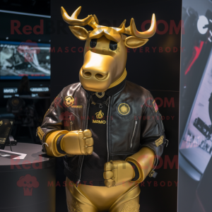 Gold Moose maskot kostume...