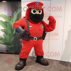Roter Commando Maskottchen...