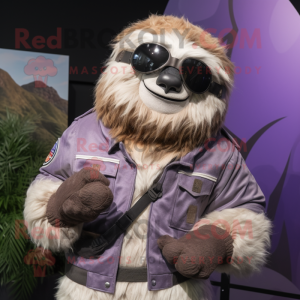 Lavendel Giant Sloth maskot...