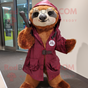 Maroon Sloth maskot kostume...