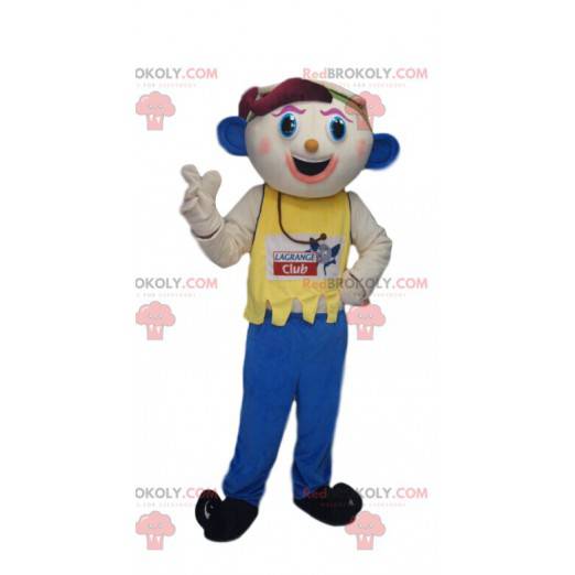 Lustiges Schneemannmaskottchen mit blauen Ohren - Redbrokoly.com