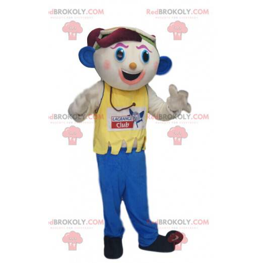 Lustiges Schneemannmaskottchen mit blauen Ohren - Redbrokoly.com