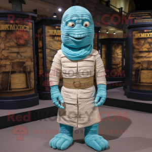 Cyan Mummy mascotte kostuum...