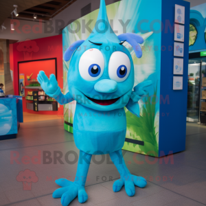 Cyan Aglet maskot drakt...