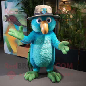 Cyan Kiwi maskot kostym...