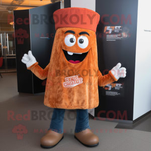 Rust Shepard'S Pie mascot costume character dressed with a Flare Jeans and Beanies