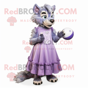 Lavender Wolf maskot kostym...