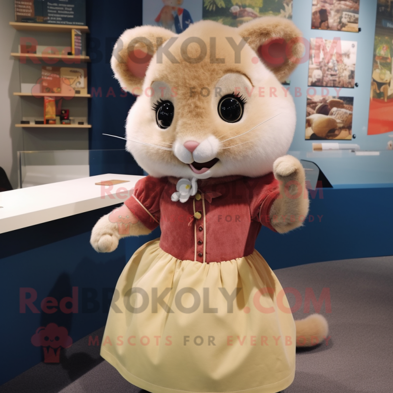 nan Dormouse mascot costume character dressed with a Skirt and Keychains