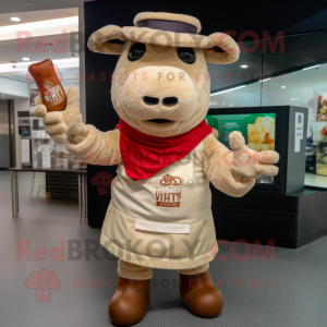 Tan Beef Wellington mascot costume character dressed with a Henley Tee and Gloves