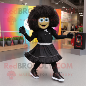 Black Irish Dancing Shoes mascot costume character dressed with a Culottes and Bracelets