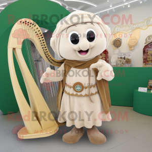 Beige Celtic Harpe maskot...