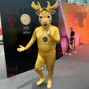 Gold Deer maskot kostume...